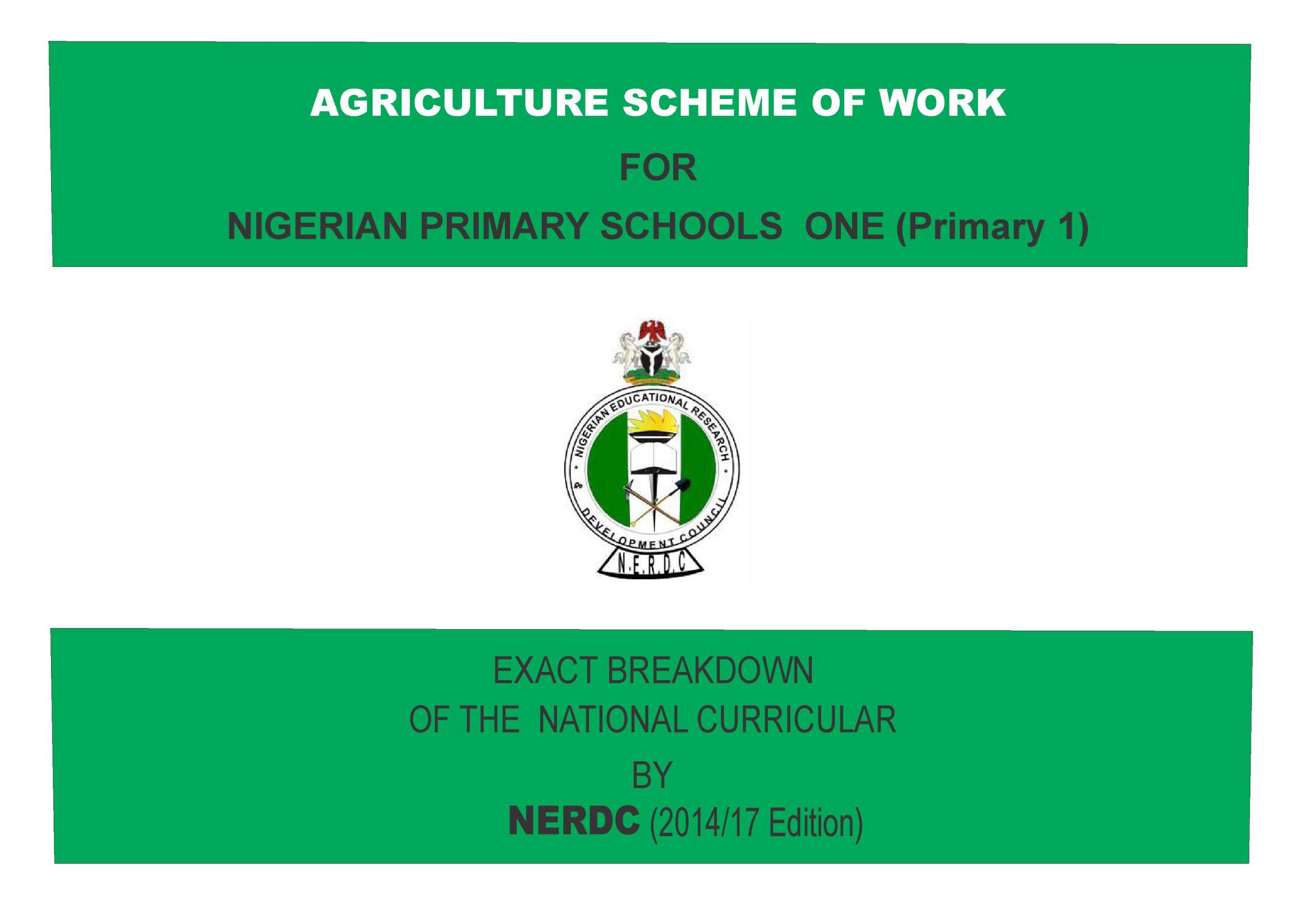 Primary 1 Agriculture Scheme of Work