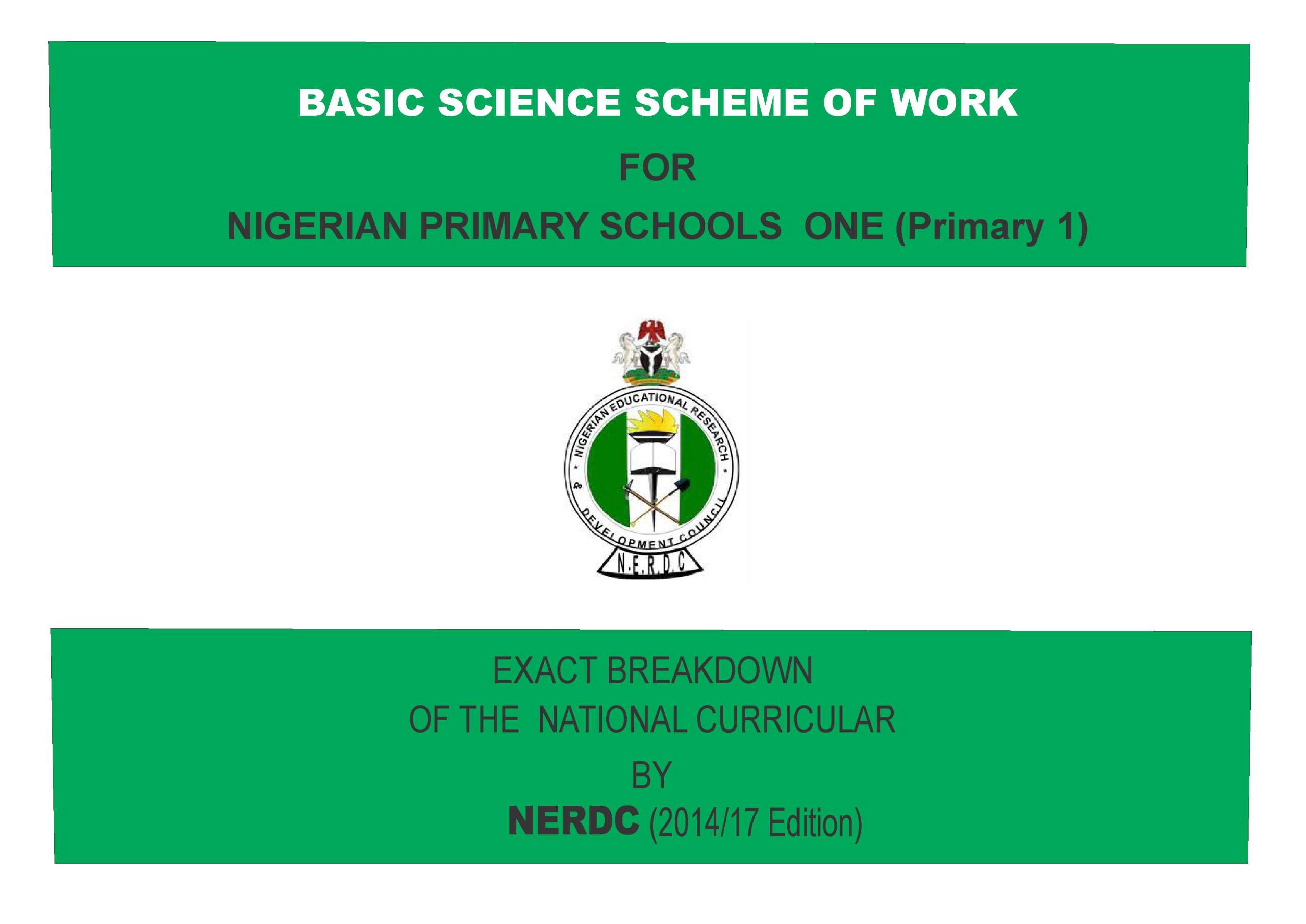 Primary 1 Basic Science Scheme of Work
