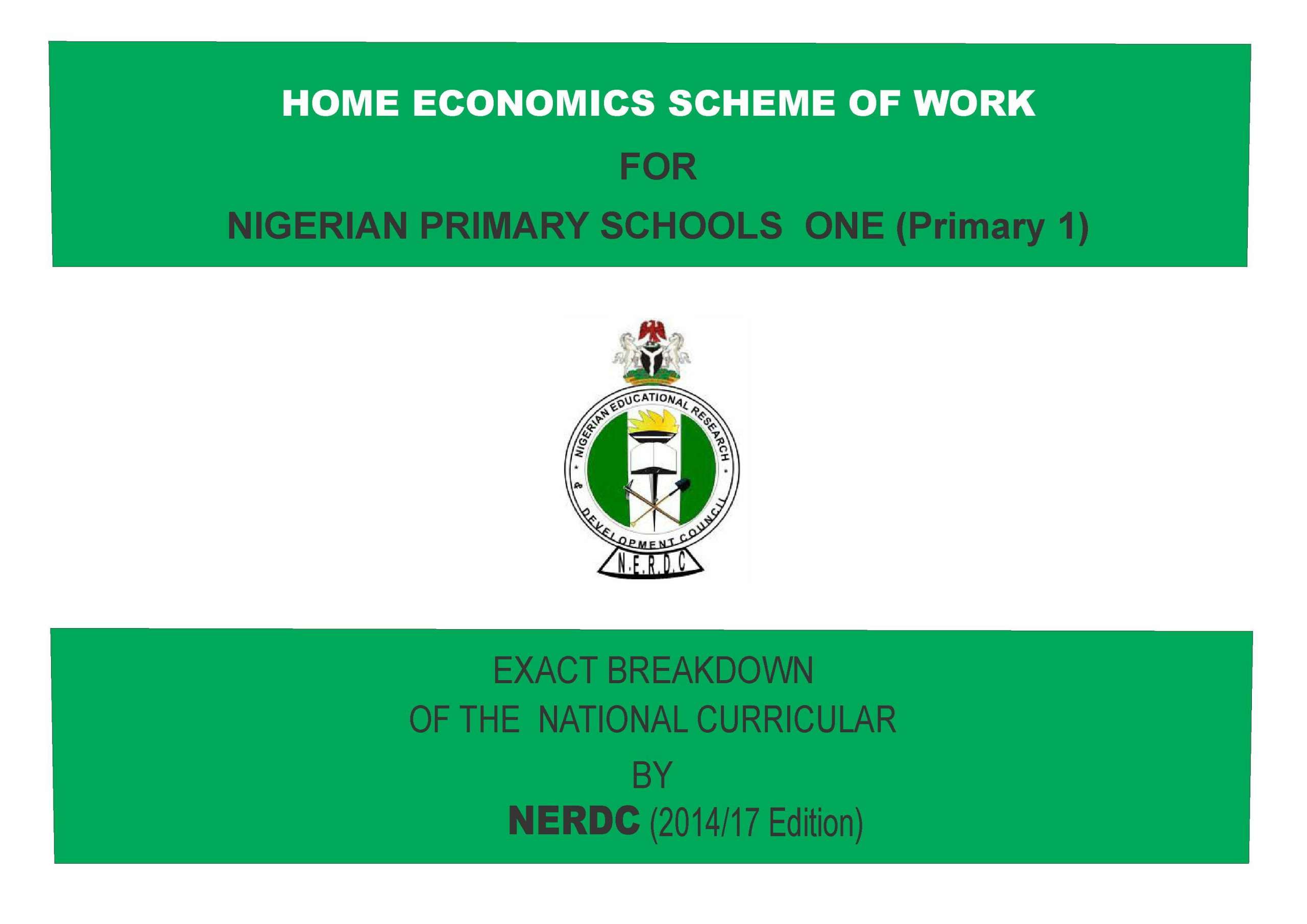 Primary 1 Home Economics Scheme of Work