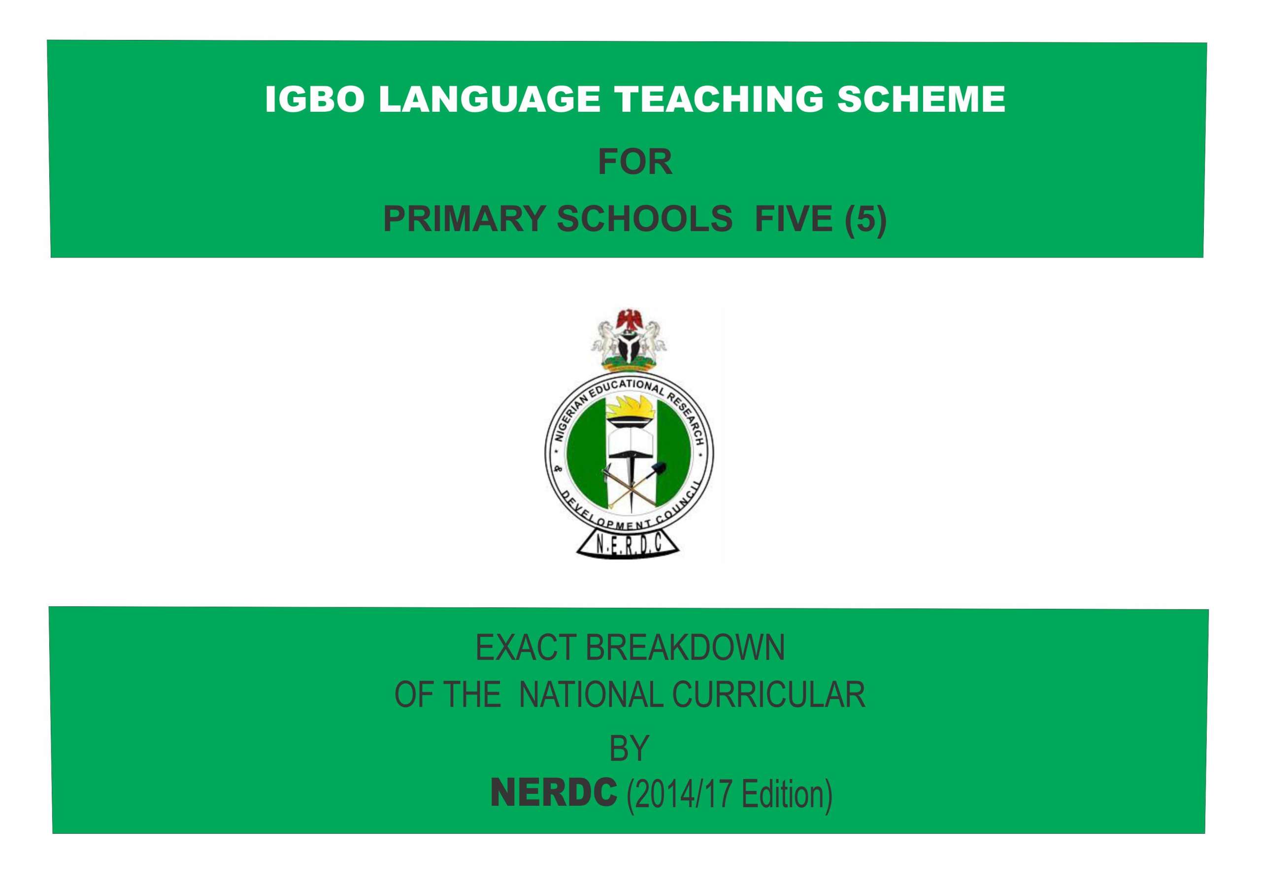 Primary 5 Igbo Language Scheme of Work