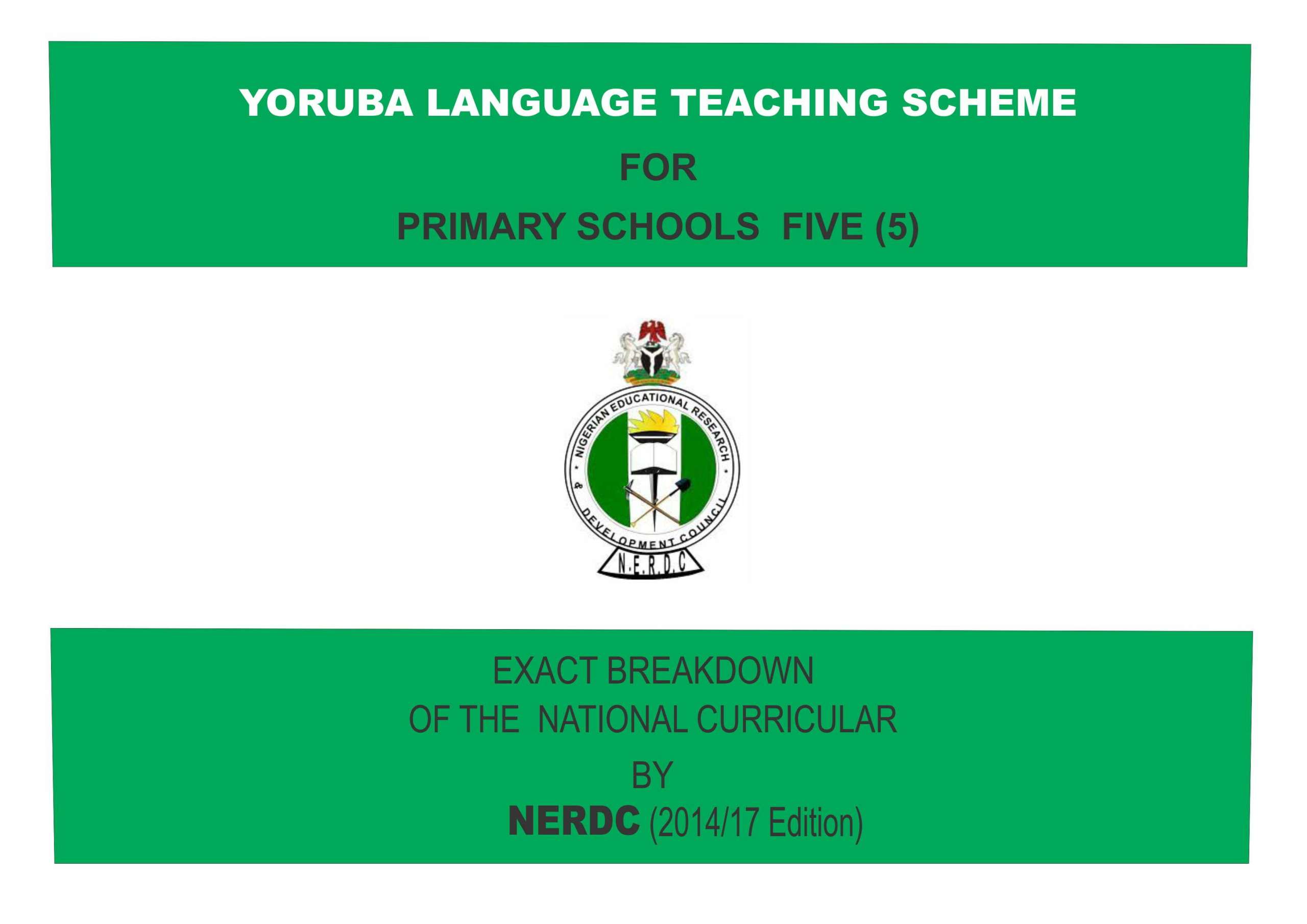 Primary 5 Yoruba Language Scheme of Work